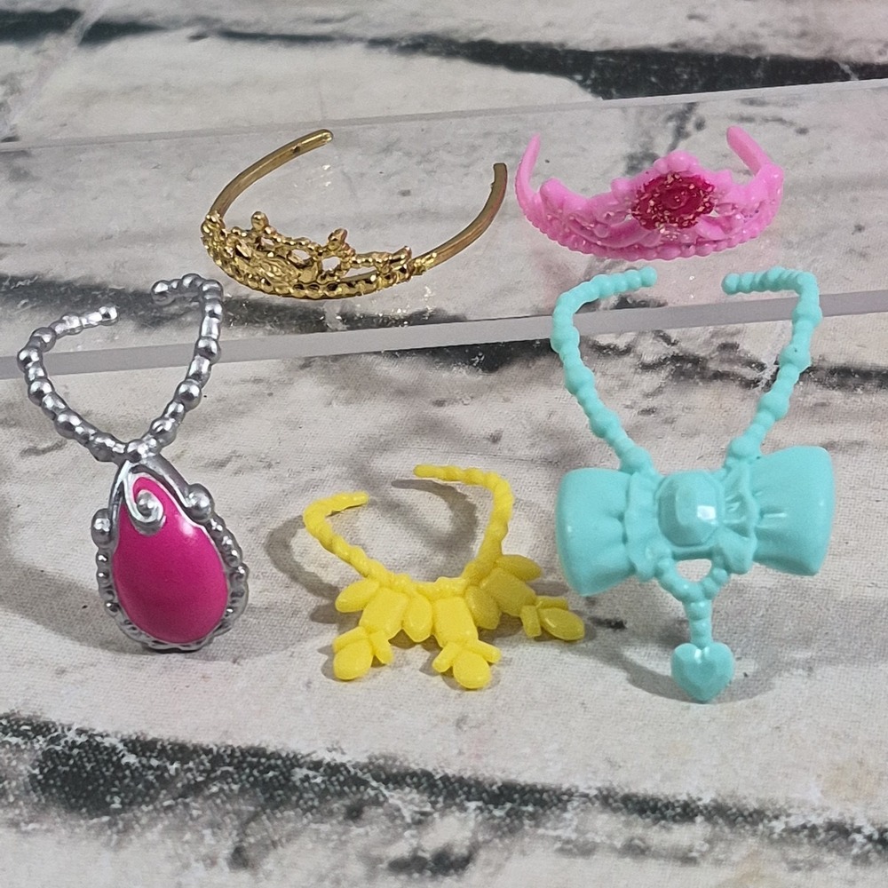 Barbie Doll Clothes Fancy Princess Gowns Shimmer Skirt Necklace Tiara Crown Lot - Picture 7 of 8